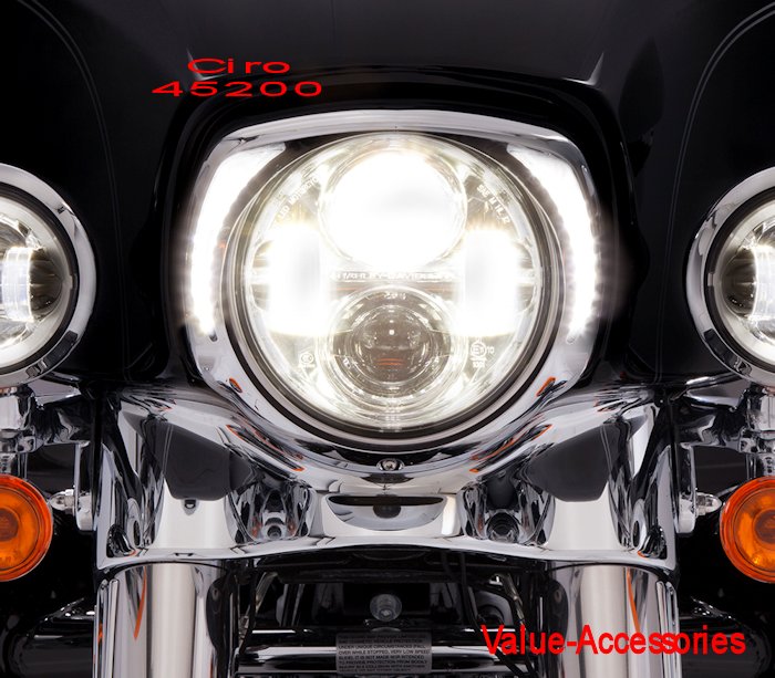 FANG LED Headlight Bezel (Chrome or Black), Harley Touring, 96+