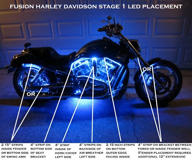 Fusion 21 Color LED Lighting Harley Kits